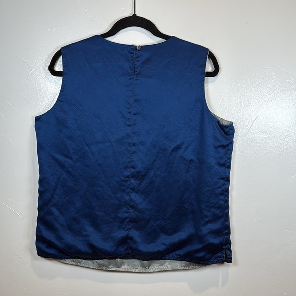 Talbots VTG Blue Gray Reversible Silk Sleeveless Top Size 14 - Picture 7 of 15